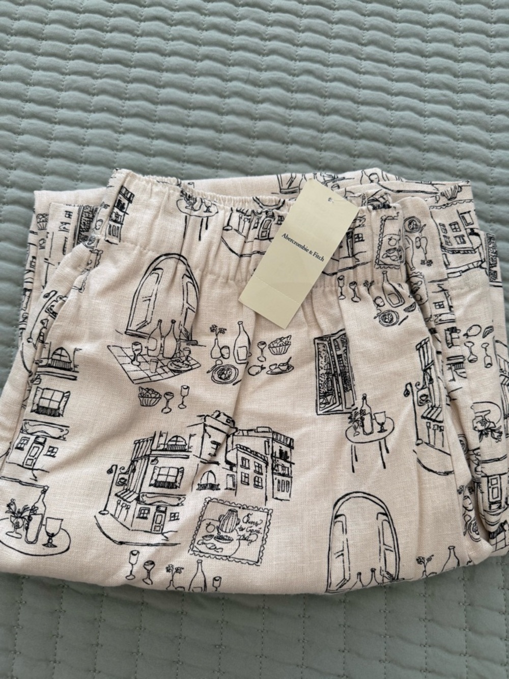 abercrombie & fitch linen wide leg high waisted pants